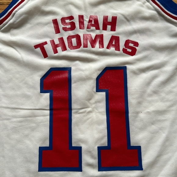 Vintage 1980s Isiah Thomas Detroit Pistons Jersey / Large / Sand Knit / Rare - Picture 6 of 8